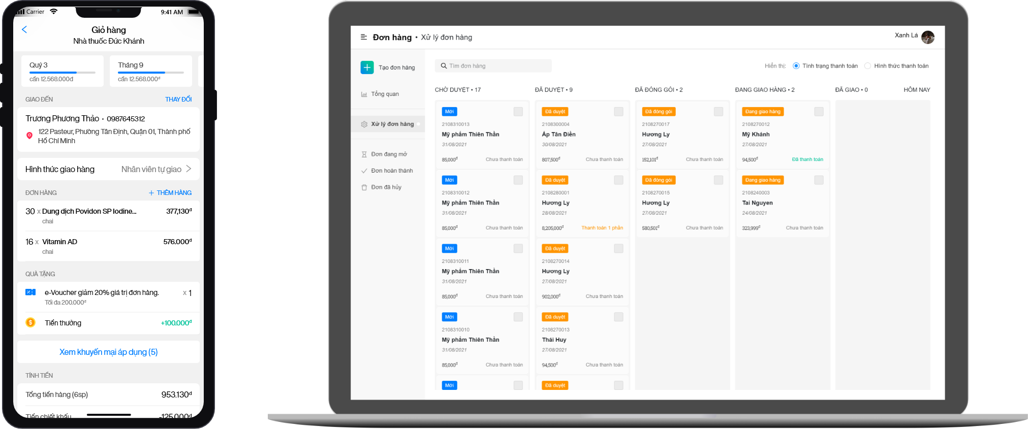 Đặt hàng từ ứng dụng di động cho nhân viên bán hàng phân phối