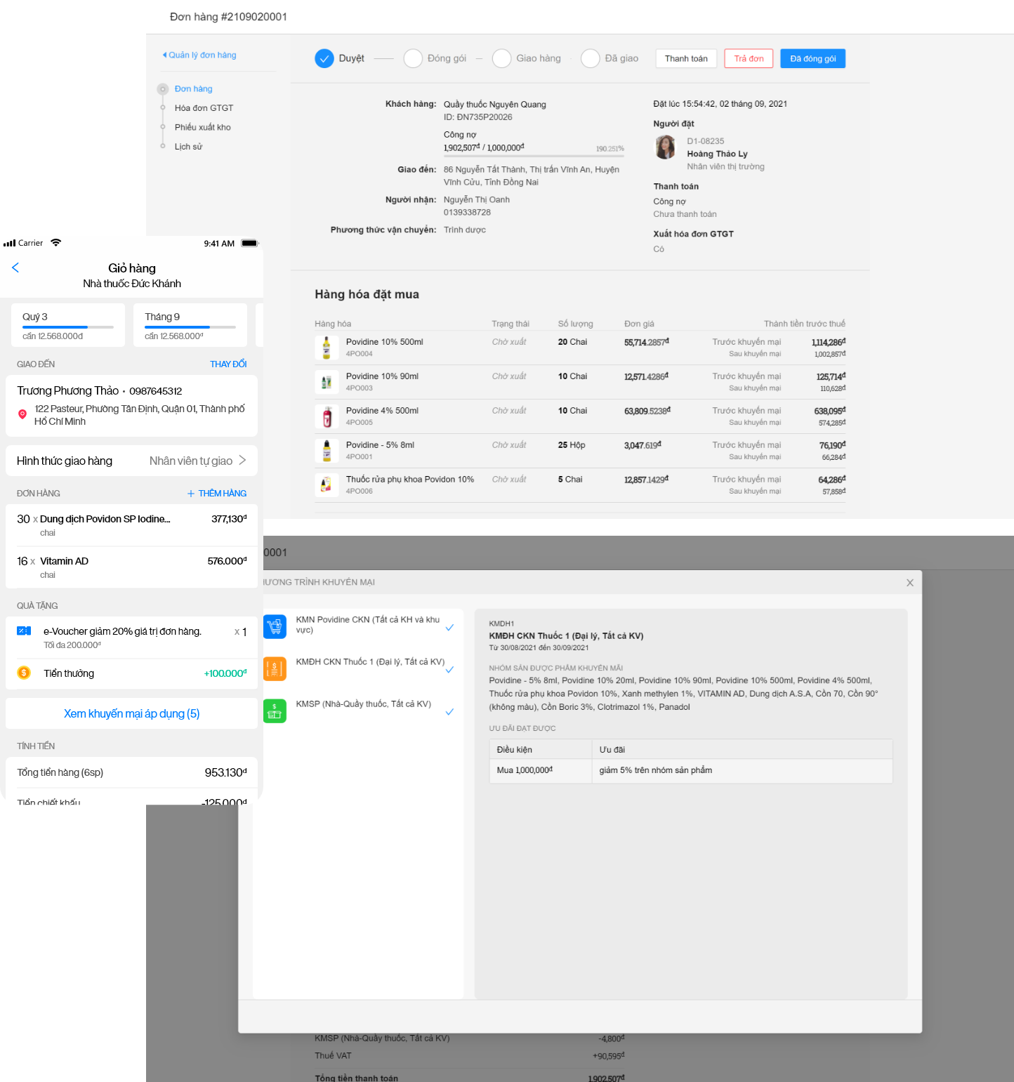 Đặt hàng từ ứng dụng đến đơn hàng có khuyến mãi trong phần mềm quản lý phân phối